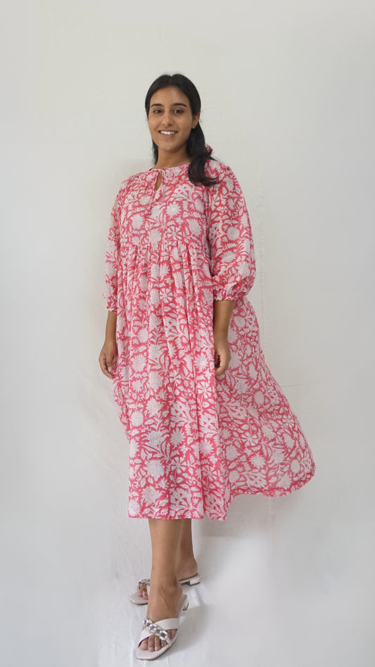 Gulizar pink midi dress