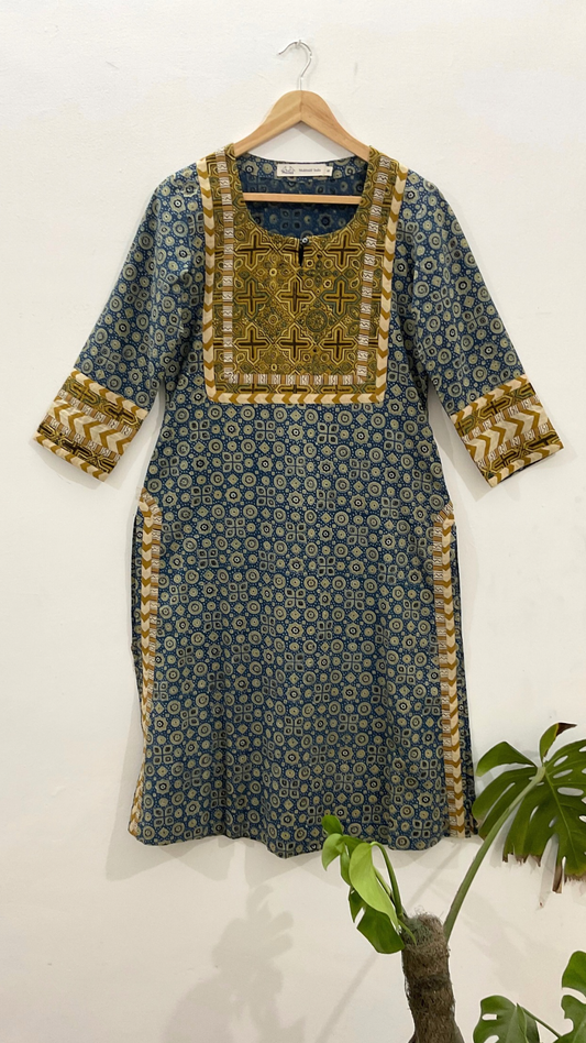 Blue Ajrakh kurta