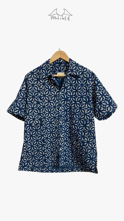 Indigo Floral Maze Shirt