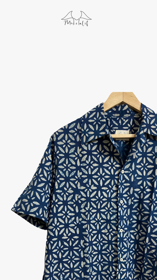 Indigo Floral Maze Shirt