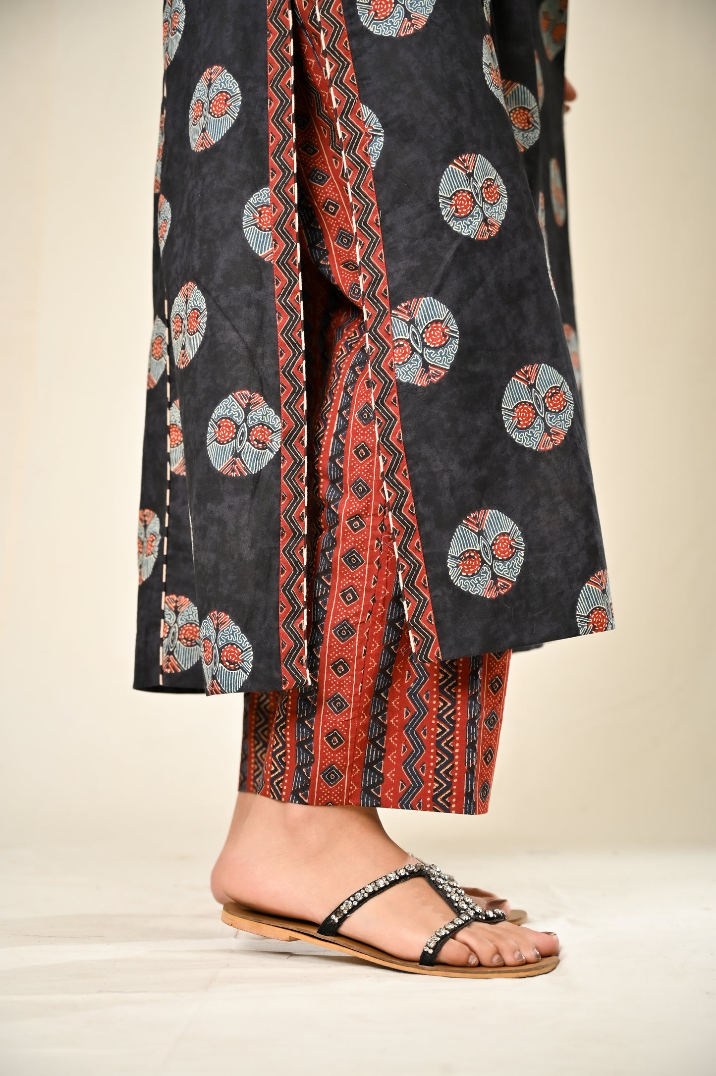 Black Tribal A-line kurta