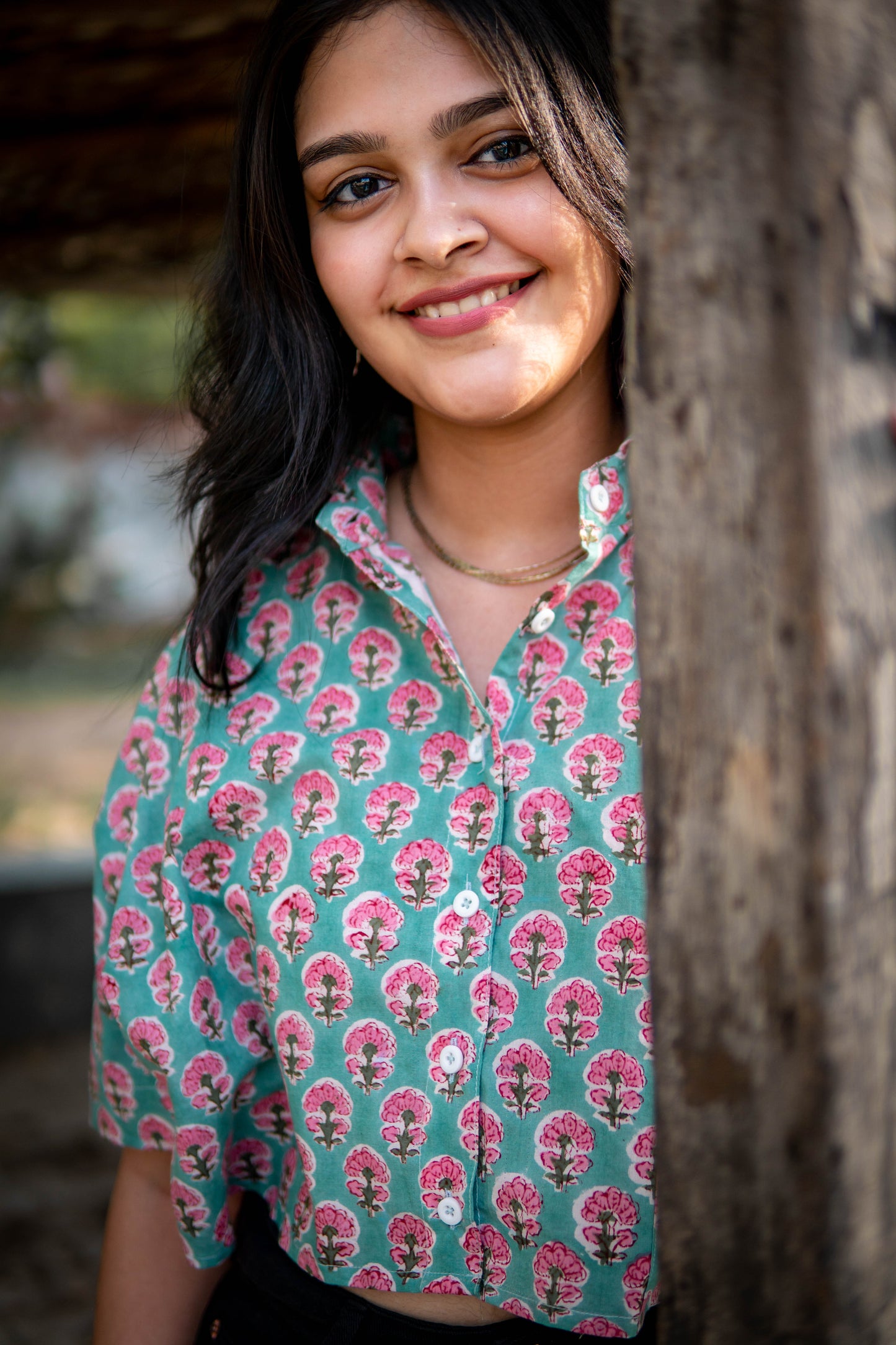 Pink Floret Crop Shirt